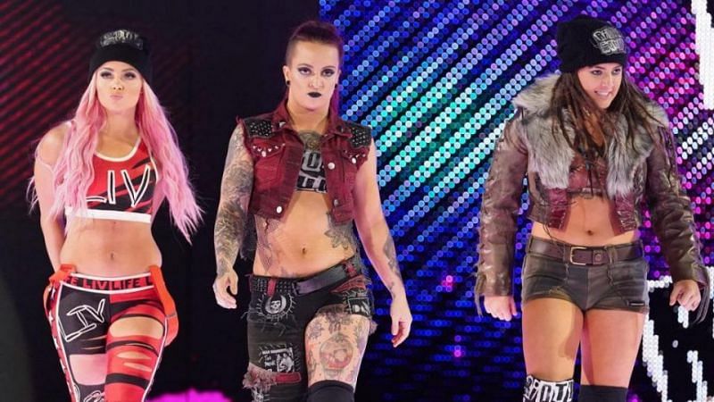 The Riott Squad (Liv Morgan, Ruby Riott, Sarah Logan)