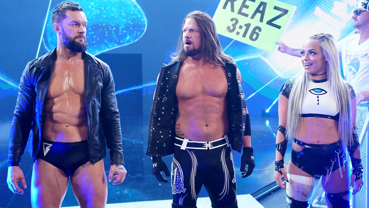 Finn Bálor, AJ Styles & Liv Morgan