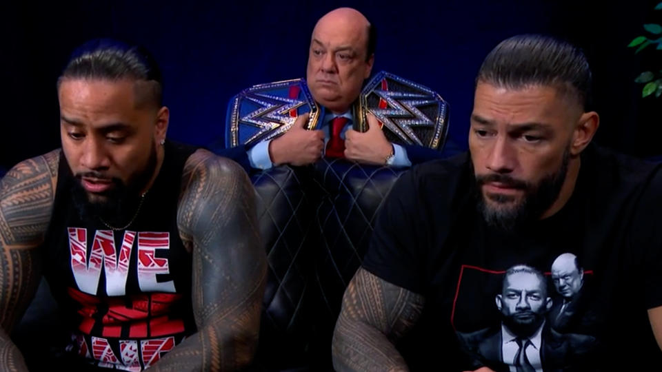 Jimmy Uso, Paul Heyman & Roman Reigns