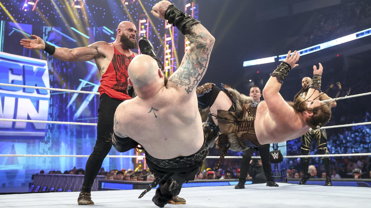 Braun Strowman vs. The Viking Raiders