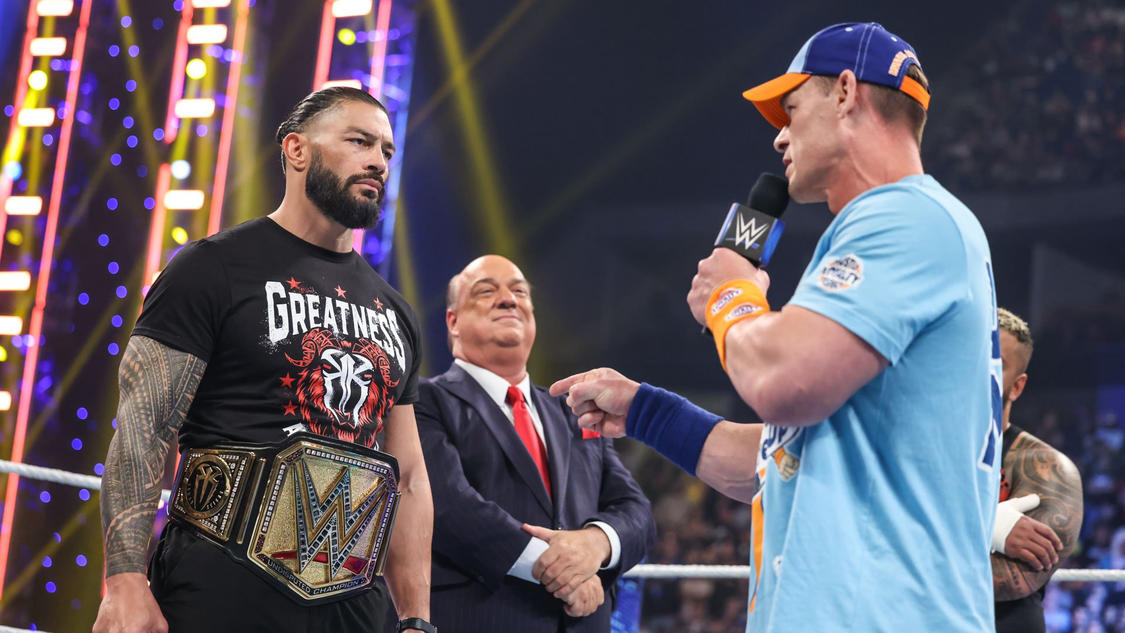 Roman Reigns, Paul Heyman & John Cena