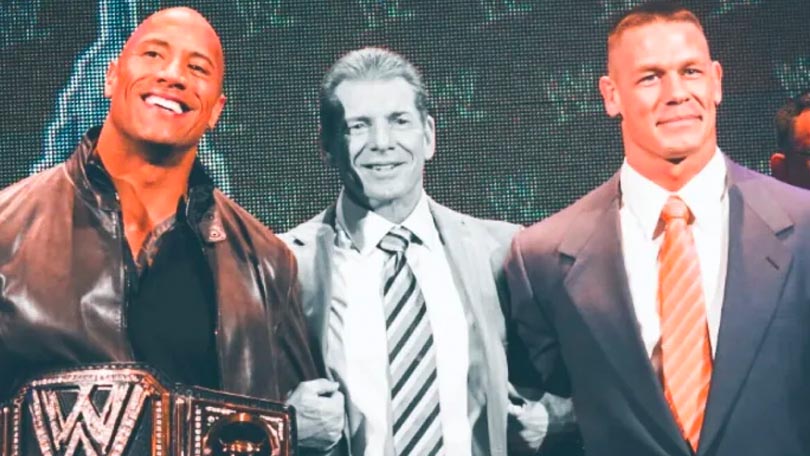 The Rock, Vince McMahon & John Cena