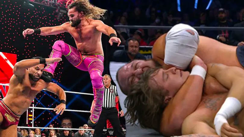 Seth Rollins (c) vs. Jinder Mahal / Samoa Joe (c) vs. HOOK