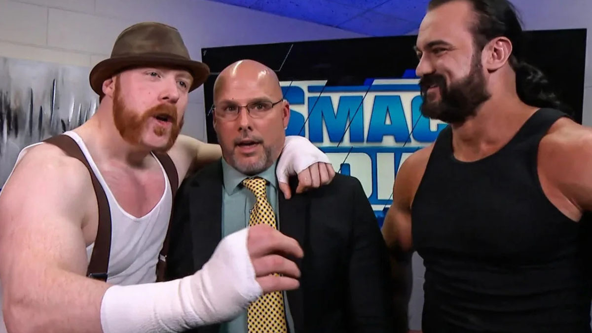 Sheamus, Adam Pearce & Drew McIntyre